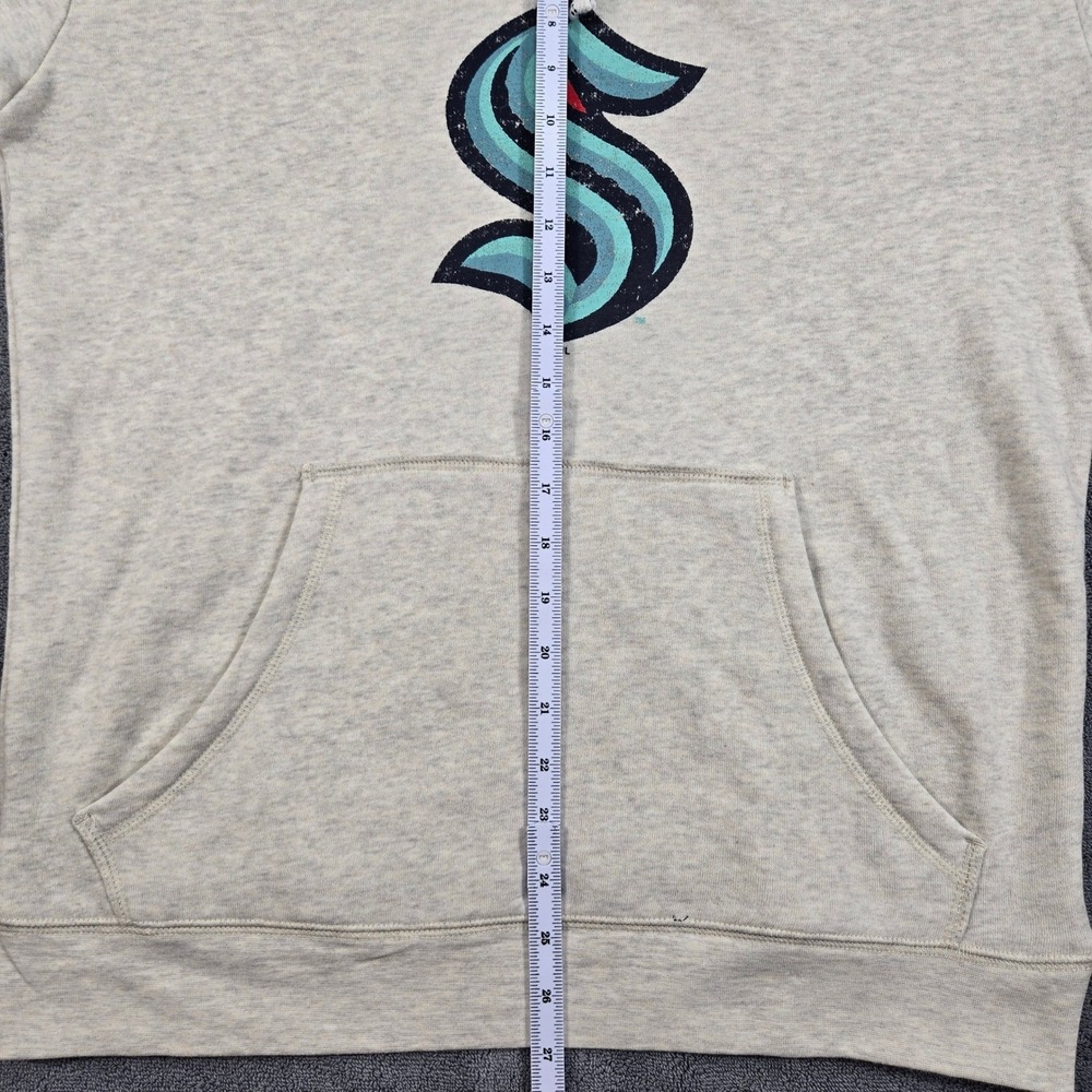 NHL Seattle Kraken Lace Up Hoodie Mens Medium Cream Blue Lacer Jersey Sweatshirt - Picture 9 of 13